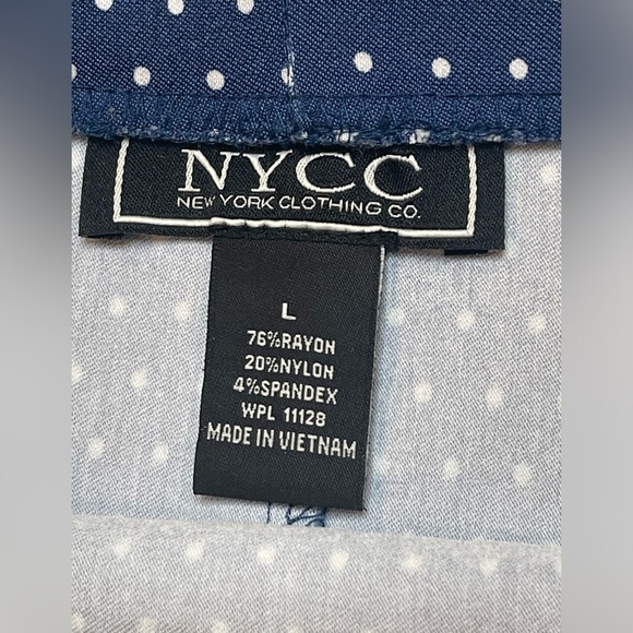 New York Clothing Company pull on Pencil Skirt Blue White polkadots Sz large - Picture 2 of 11